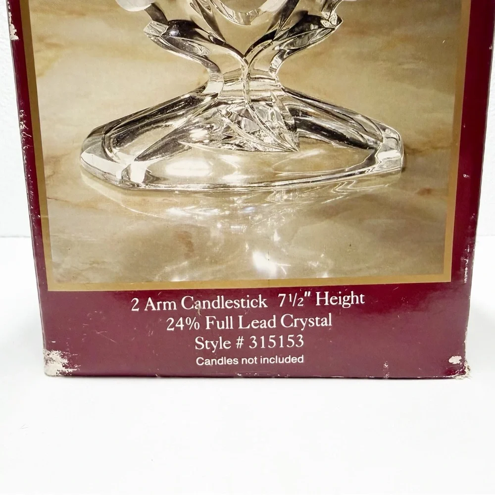 Vintage Crystal Clear Signatures Lead Crystal Floral Dual Candlestick